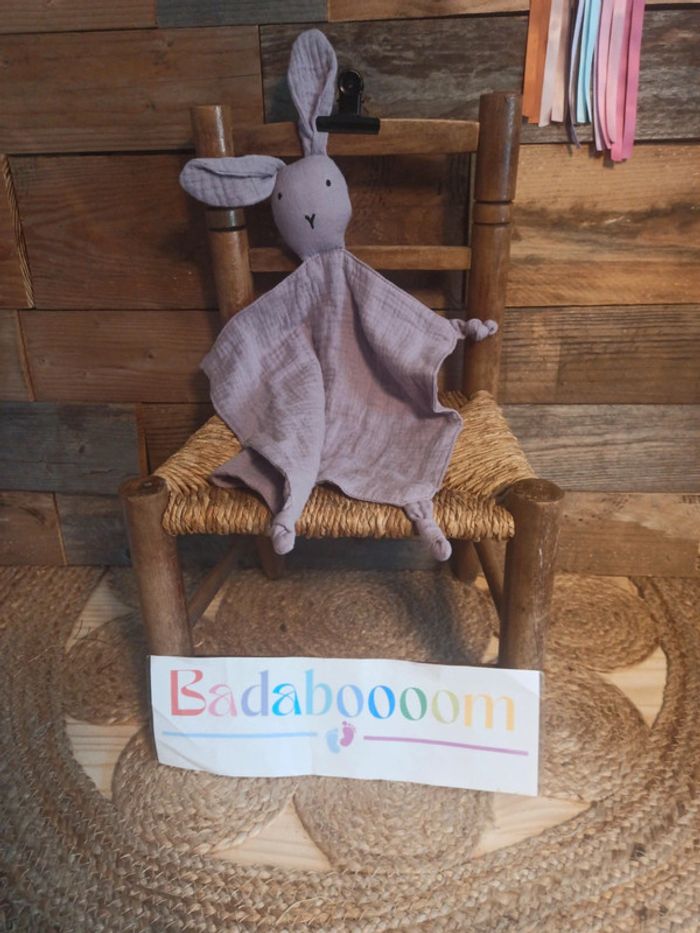 Doudou gaze coton lapin lila tbe