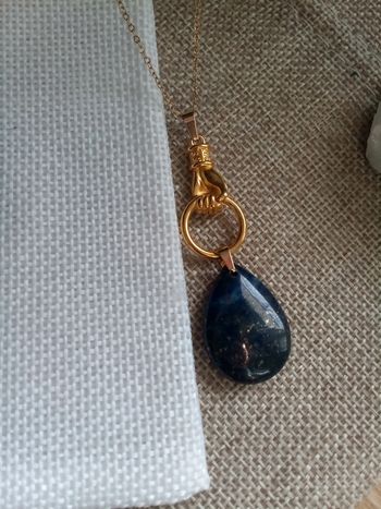 Collier main réversible pierre de lapiz lazuli