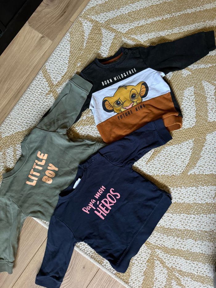 Lots 3 sweats fermeture pression sur le col