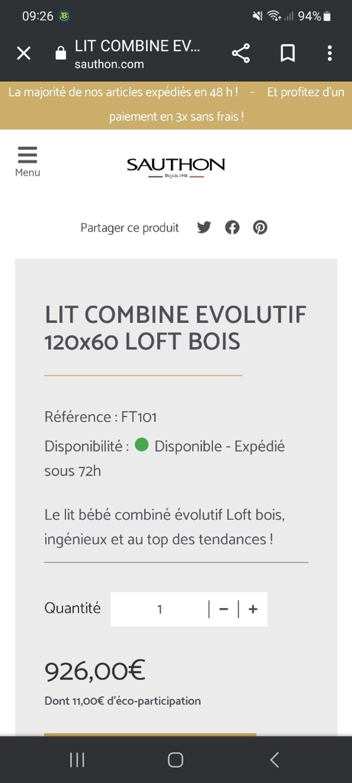 Lit combiné évolutif SAUTHON - photo numéro 6
