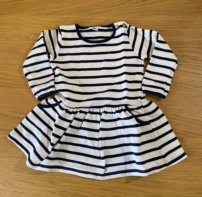 Petit Bateau Robe rayée marin Taille 18 mois - photo numéro 2