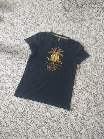 T-shirt bleu KIABI 10 ans – motif palmier