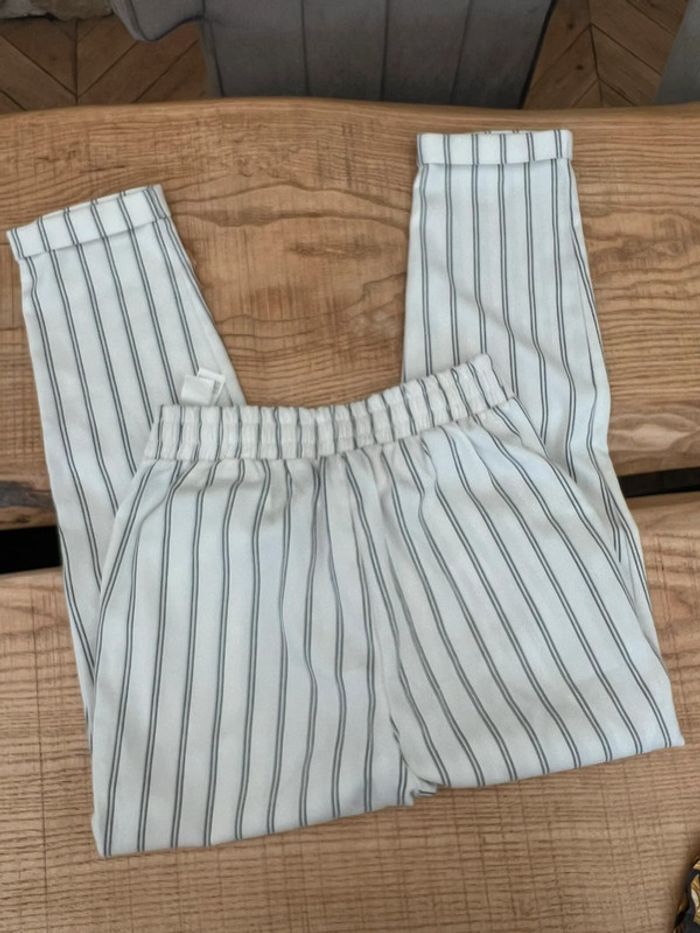 Pantalon fluide été femme fille ado taille XS blanc à rayures stradivarius 34 - photo numéro 3