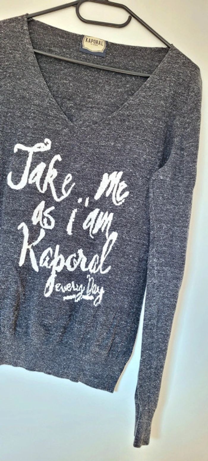 Pull décolleté gris foncé Kaporal Taille L Neuf - photo numéro 5