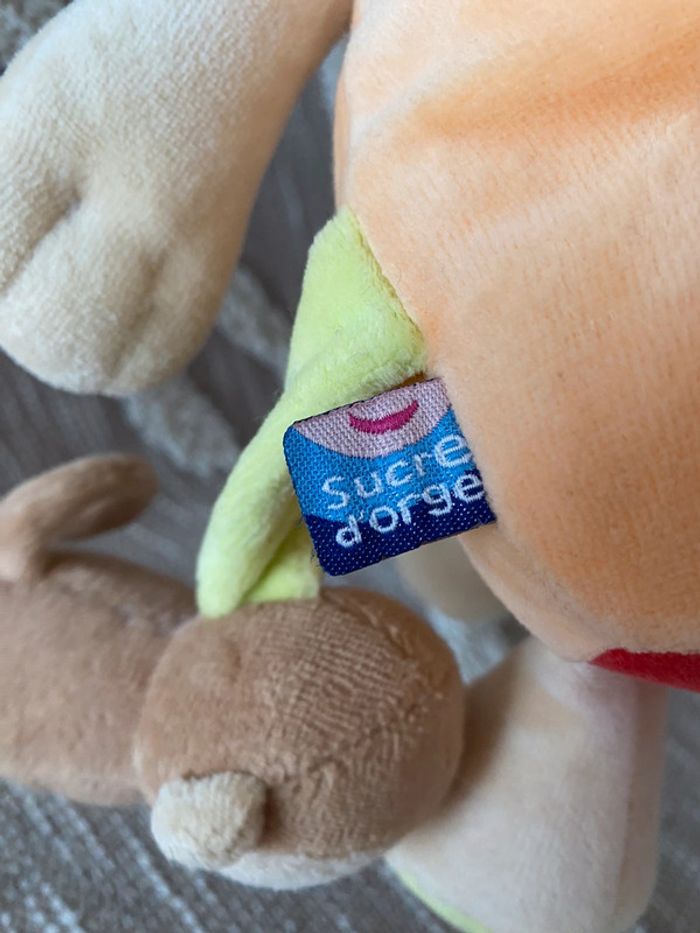 Peluche doudou 29cm sucre d’orge lion orange et rouge très bon état - photo numéro 4