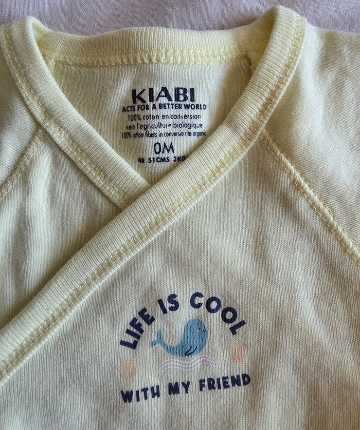 Kiabi Gemo Lot Bodys Coton Bleu Jaune Très Bon État 0M 50cm - photo numéro 9