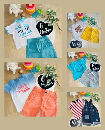 Ensemble bébé 6 mois t-shirt/ short/ salopette