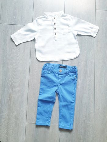 Ensemble jeans bleu+ chemise blanche.  Garçon 3 mois. Marque In Extenso/Kiabi