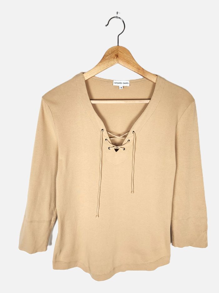 T-shirt Gérard Darel Beige à Lacets Manches Longues - Taille L (T3)
