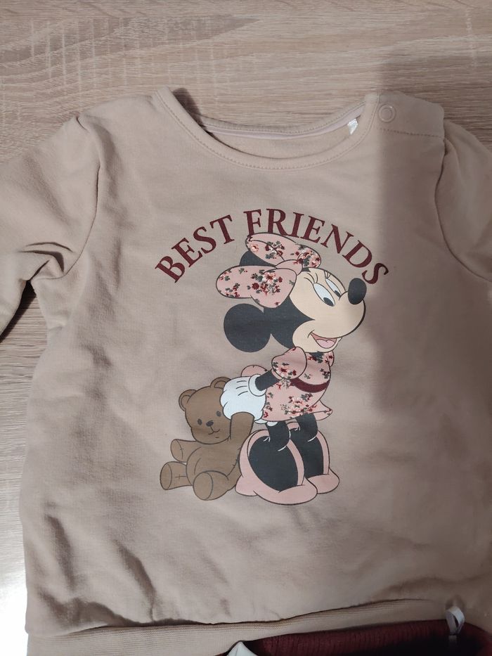Ensemble Minnie "Best Friends" marron et bordeaux – 3-6 mois - photo numéro 2