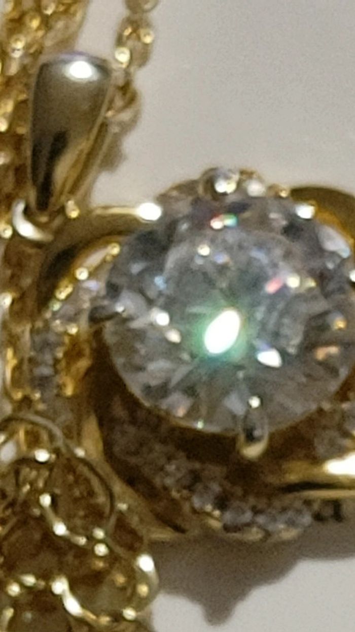 Collier en argent véritable plaqué or pendantif moissanite 3 carats - photo numéro 8