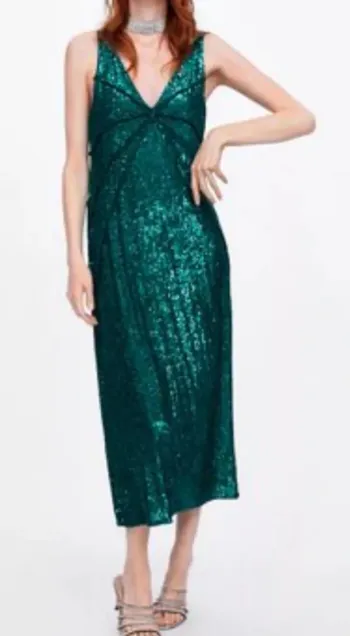 Magnifique robe verte sequins paillette Zara taille L