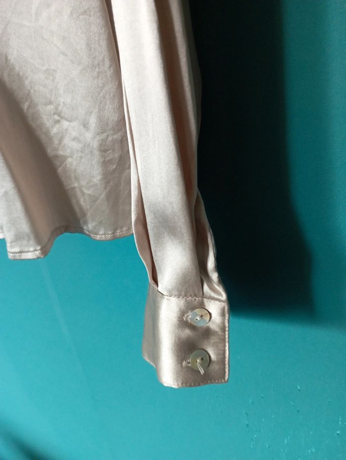 Chemise 100 % soie beige irisé - photo numéro 5