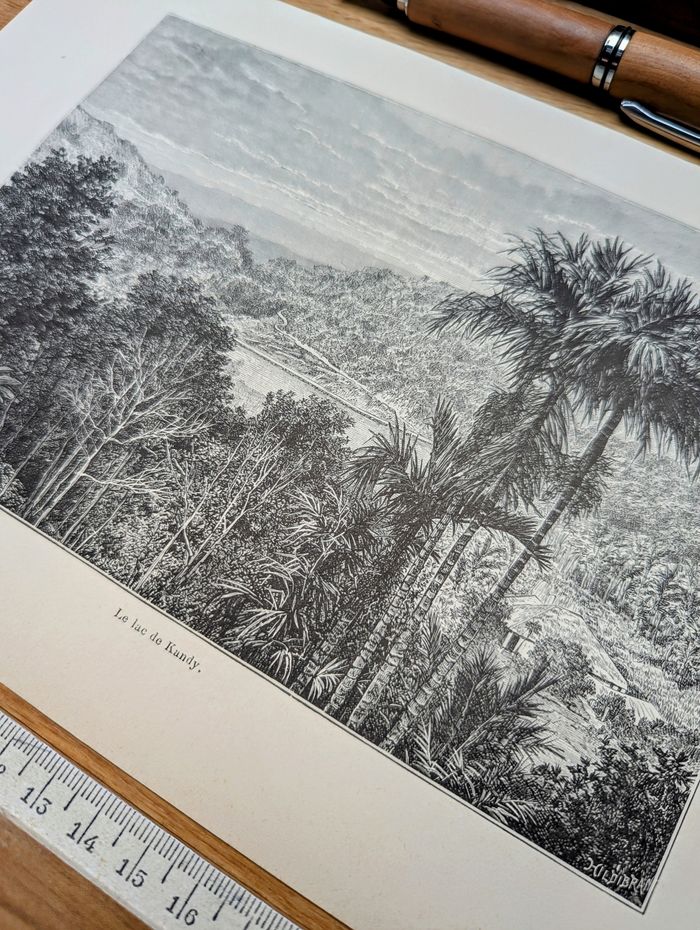 Imprimée en 1894, le lac de Kandy, Sri-Lanka. Original Vintage Authentique - photo numéro 7
