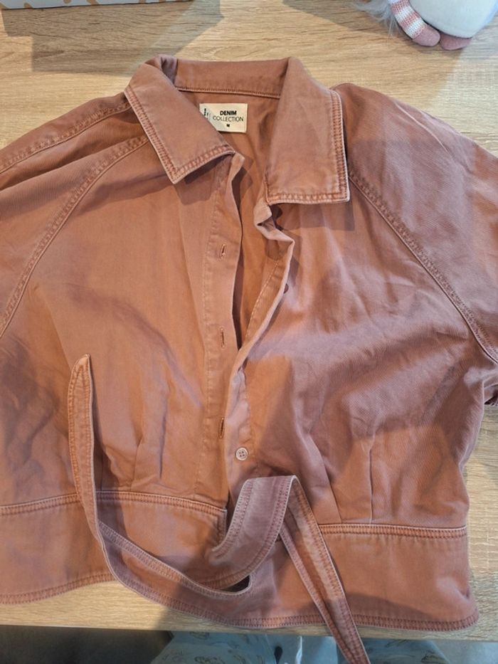 Blouse haut chemise courte crop top - photo numéro 4