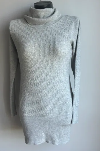 Robe pull grise Milano L/XL col roulé – Photos et mesures à regarder