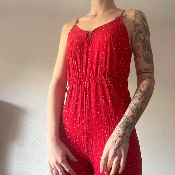 Combi rouge vif à pois