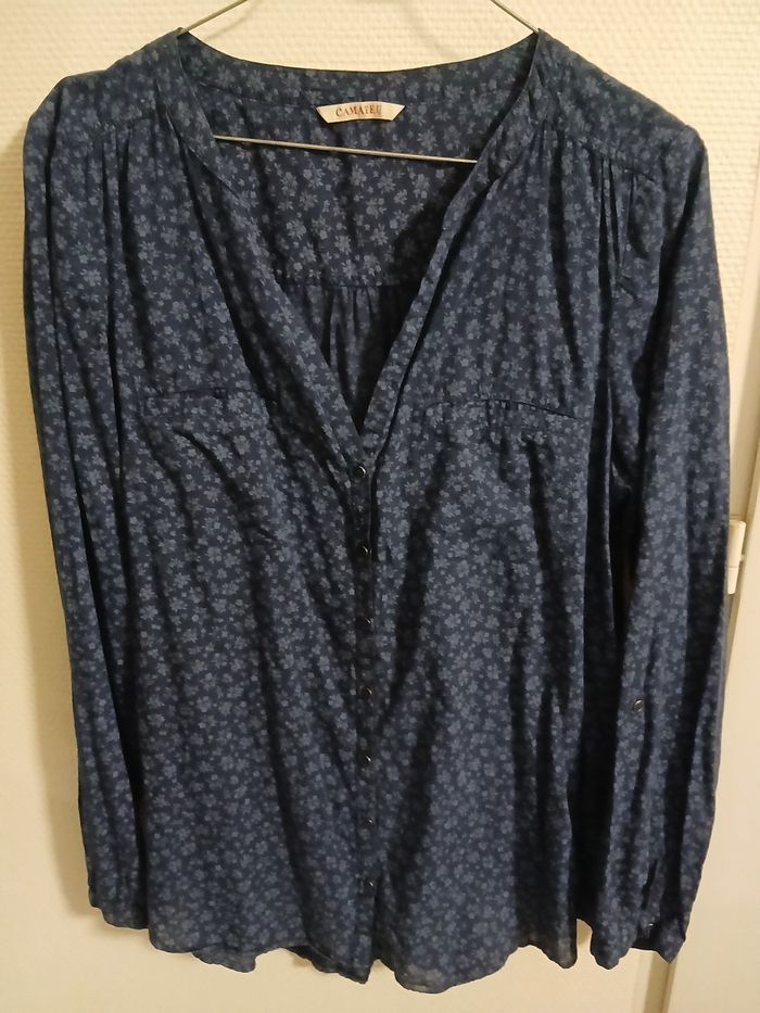 Chemisier femme taille 42 couleur marine a fleurs marque camaieu - photo numéro 13