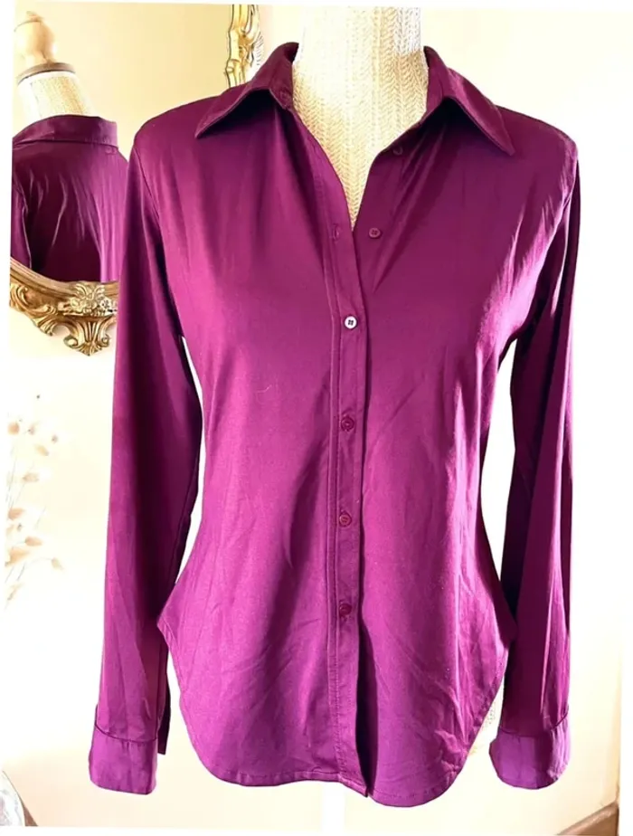Sublime Chemise à col et boutonnage Autre Ton en Bordeaux taille 42 - photo numéro 13