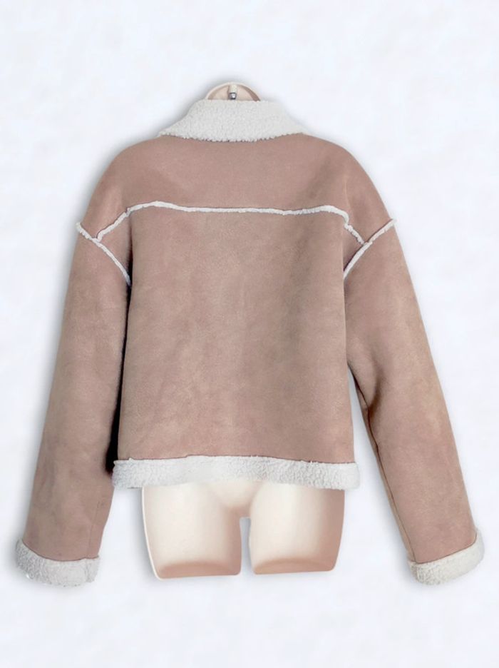 Veste perfecto daim fourrure beige faux-sherpa / Cider - 42/XL - photo numéro 12