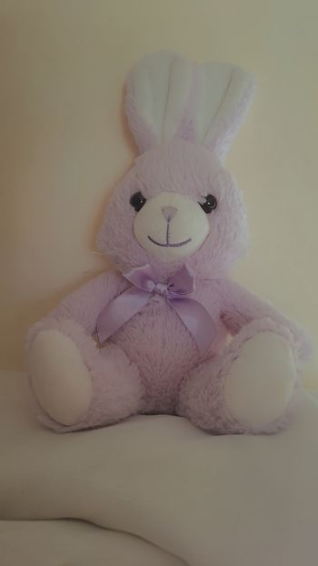 Doudou lapin violet et blanc
