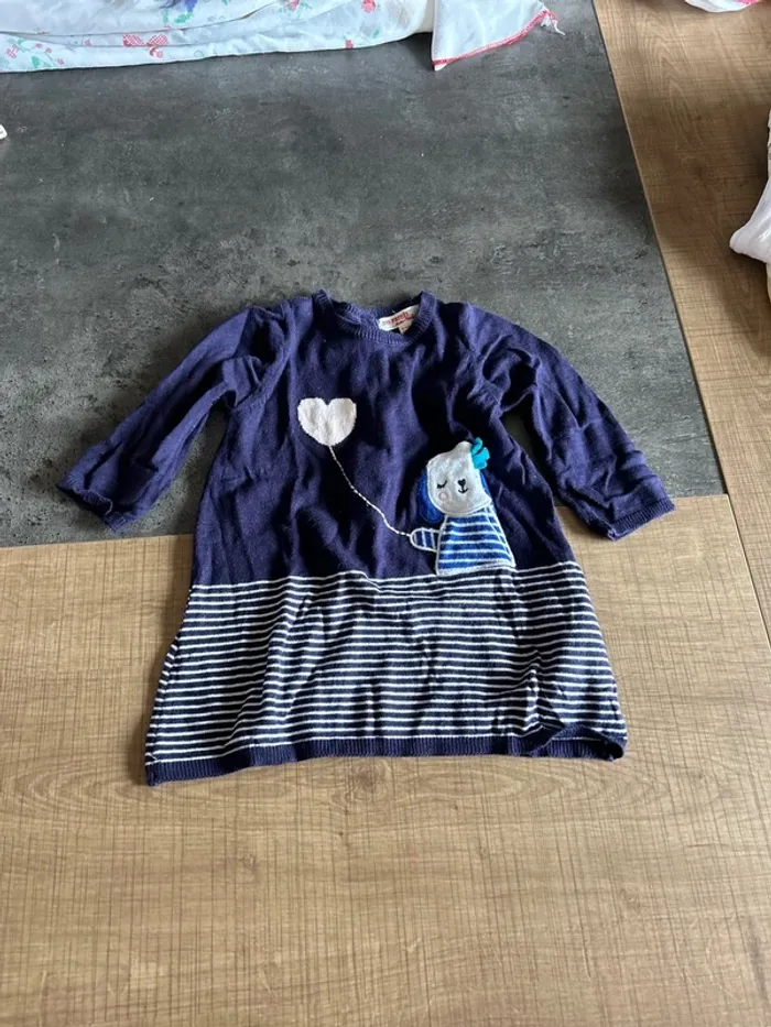 Robe pull bébé fille, du pareil au même, 6 mois