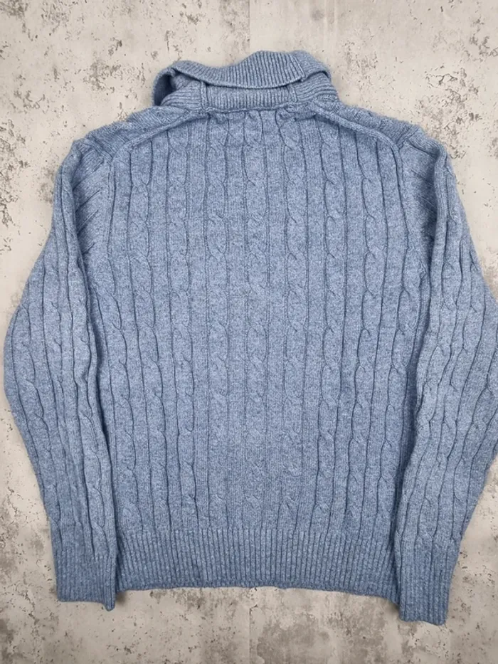 Pull torsadé col châle Tommy Hilfiger bleu clair, L Hommes (mesures en photos) - photo numéro 4