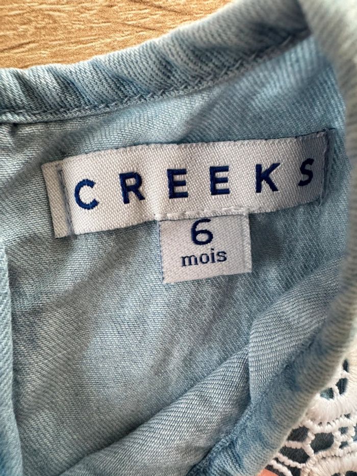 Jolie robe jean et dentelle Creeks 6 mois TBE - photo numéro 5