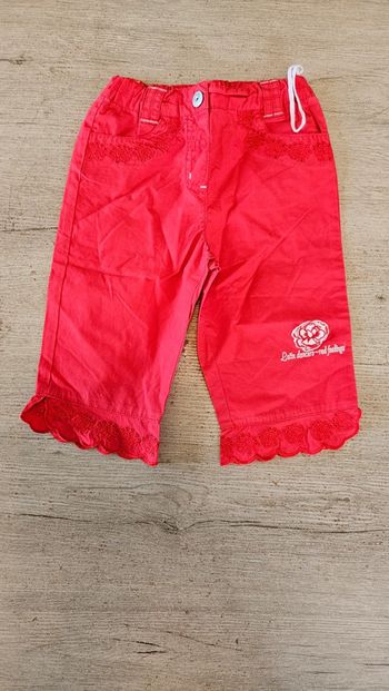 Pantacourt rouge tendre ajustable à la taille, avec broderie, Palomino, 4 ans