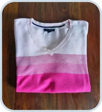 Pull leger over coll V Tommy Hilfiger Femme à rayures rose Taille s