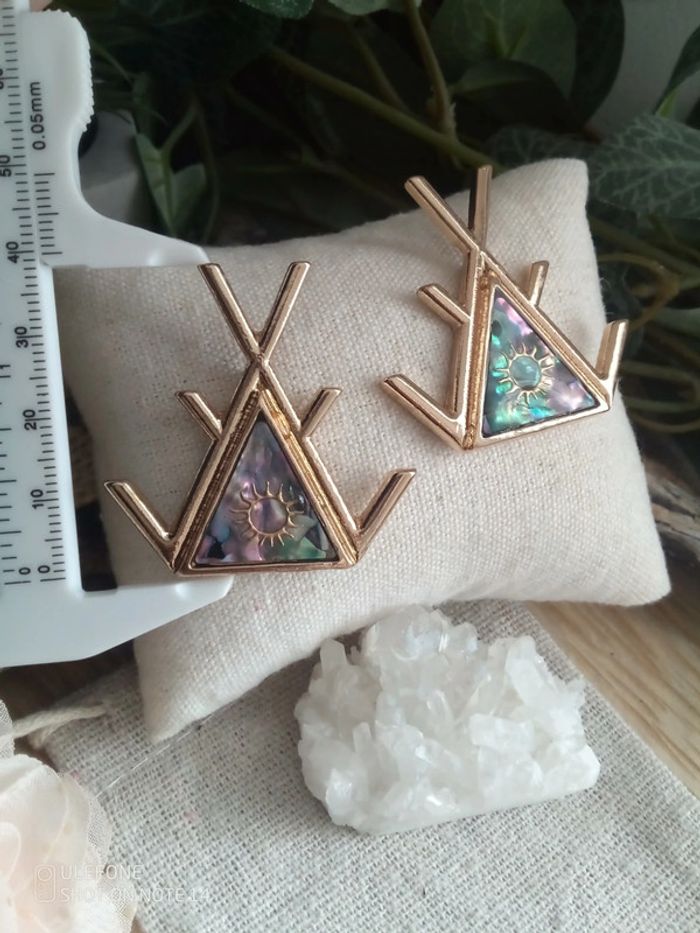 Boucles d'oreilles ethniques ormeaux soleils - photo numéro 2