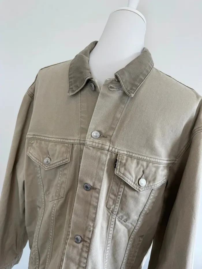 Veste en jeans Levi's beige homme vintage années 90 taille L très bon état - photo numéro 2
