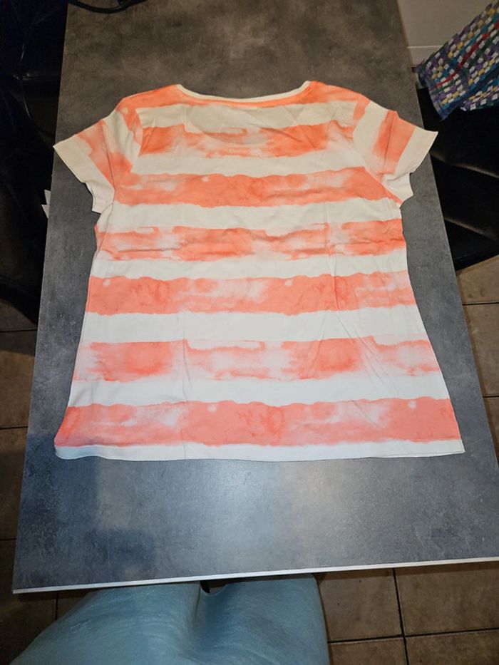 Tee-shirt rose et blanc Yessica taille L - photo numéro 5