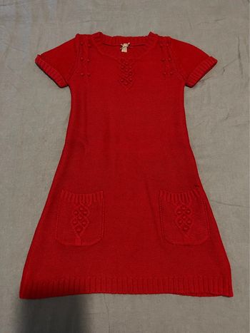 Robe en coton rouge à manches courtes - Mayoral chic - 7 ans / 122 cm