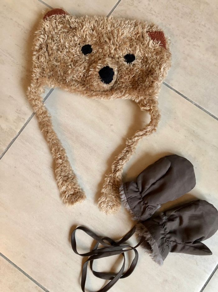 Bonnet garçon et moufle 2 ans