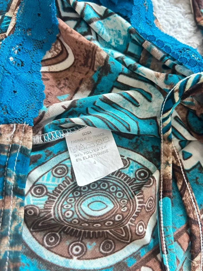 Haut vintage bleu à lacets taille S - photo numéro 6