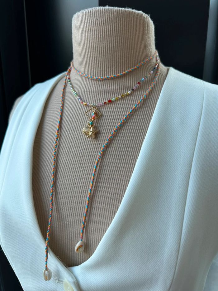 Collier sautoir à plusieurs rangs en laiton antiallergique multicolore - photo numéro 5