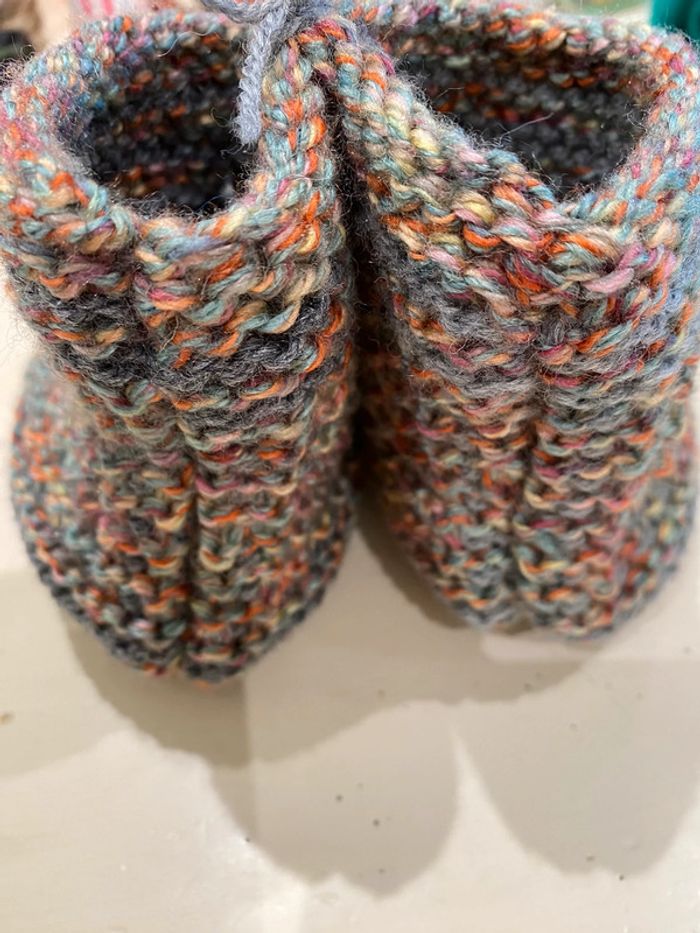 Chaussons, laine, tricoté, 35 - photo numéro 4