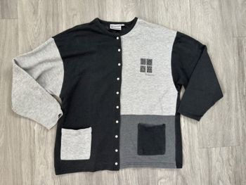 Cardigan oversize patchwork gris et noir Scenic Vintage T40 L
