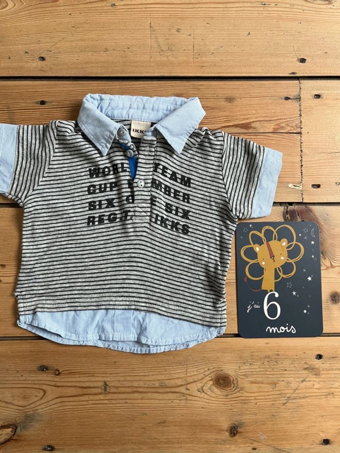 TEE shirt manches courtes style polo chemise - photo numéro 1