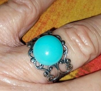 Bague baroque bleu ajustable
