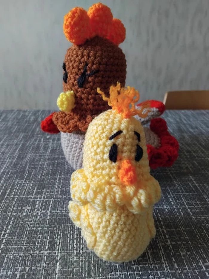 doudou peluche poule et son poussin - photo numéro 4