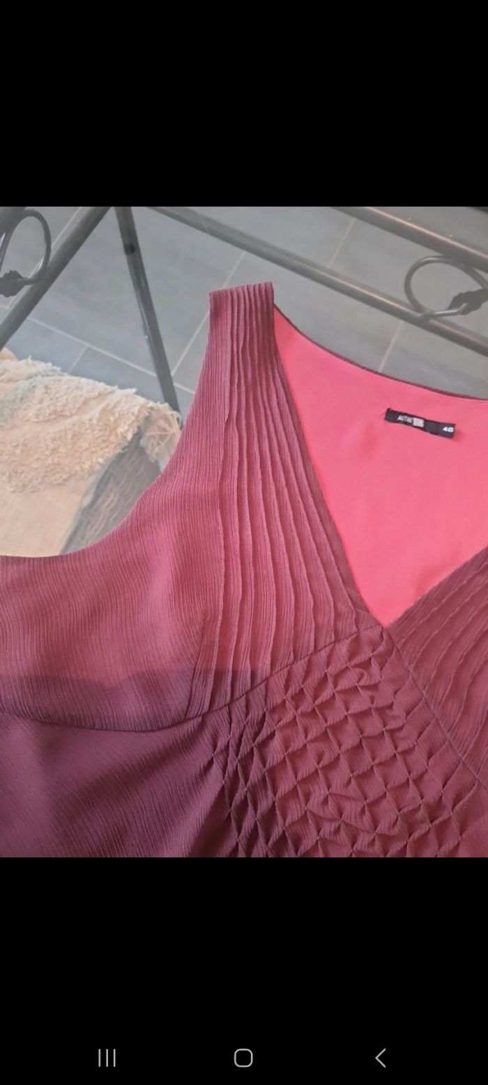 Blouse sans manche tout en voile double bordeau - photo numéro 3