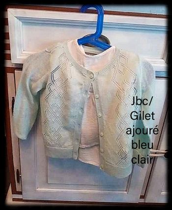 2 ans jbc gilet bleu clair ajouré print été /Excellent état