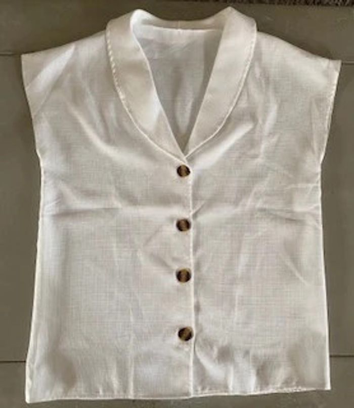 Chemise blouse blanche en lin et coton taille 38 / 40 - photo numéro 6