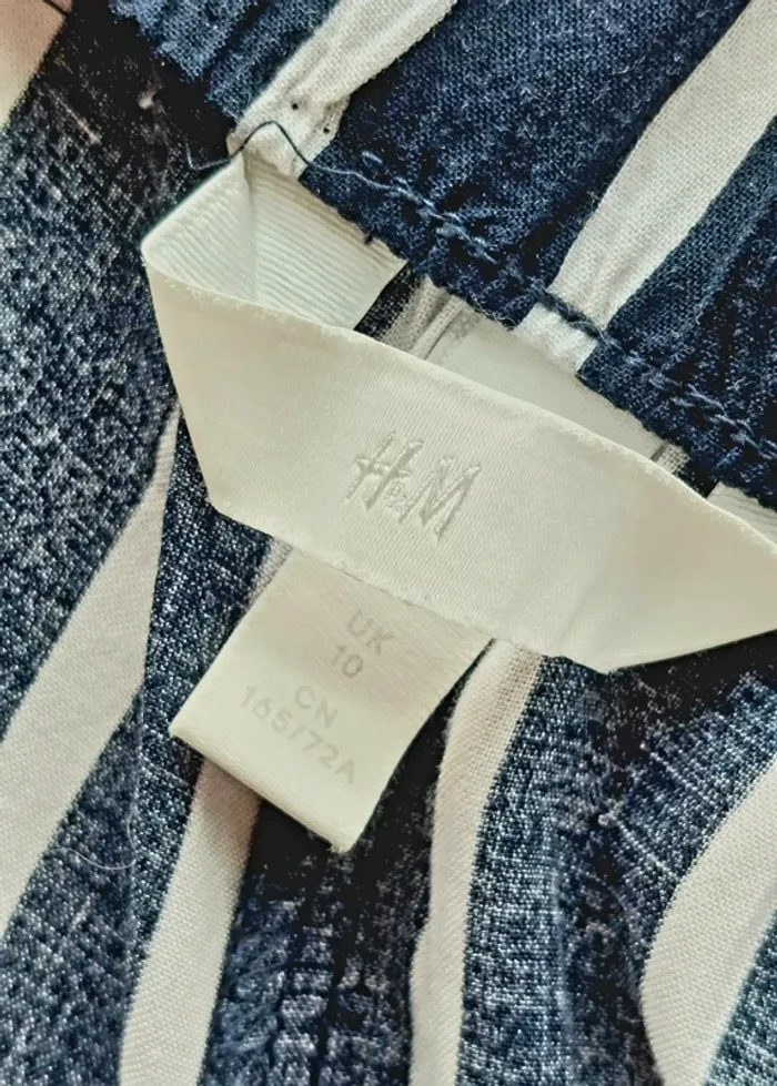 Pantalon H&M rayures bleu marine et blanc - Taille 38: - photo numéro 6