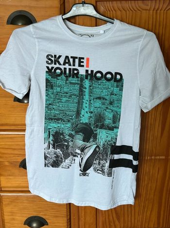 T-shirt blanc imprimé Skate taille 158/164 - 13/14ans