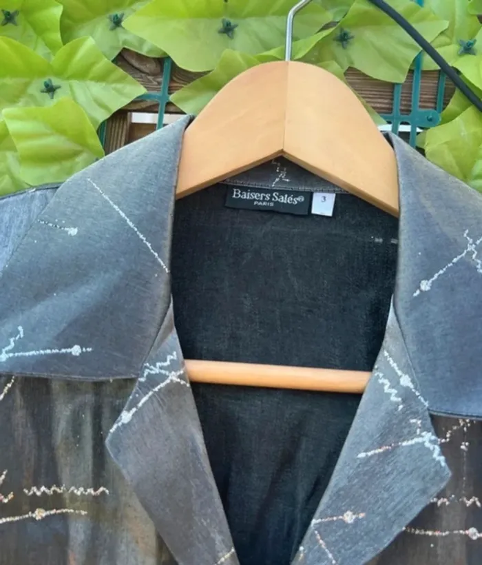 Superbe chemise chic original à paillettes vintage - taille L - neuve - photo numéro 4