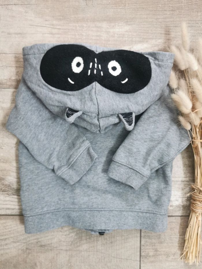 🌺Veste gilet capuche 18mois gris noir raton laveur super hero bébé garçon - photo numéro 8