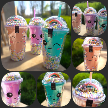 Gobelet Kawaii Turquoise Arc-en-ciel 